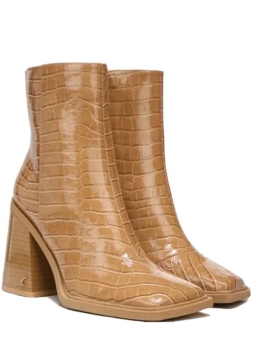 Circus by Sam Edelman Layla Boot Patent Croc Caramel Tan Brown Square Toe 8.5